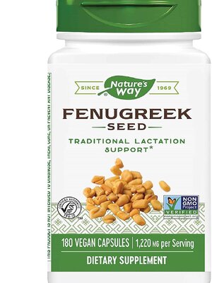 ส่งฟรีลงทะเบียนมีพร้อมส่งค่ะ Natures Way Fenugreek Seed 1,220 mg 180 Vegan Capsules
