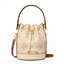 Tory Burch T Monogram Embossed Mini Bucket Bag กระเป๋าทรงถังขนาดเล็ก ประดับด้วยลวดลายอันเป็นสัญลักษณ์ของแบรนด์ ถูกประดิษขึ้นด้วยความพิถีพิถันวัสดุหนังอย่างดี ด้านในบุด้วยหนังไมโครซูแอคเนื้อนุ่มทำความสะอาดง่าย อะไหล่ทองหรูหรา มาพร้อมสายยาว ปรับสายได้ ถอดสา