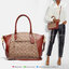 Coach Elise Satchel In Signature Canvas Product Details Signature coated canvas and refined calf leather Inside zip and snap pockets Zip-top closure, fabric lining Handles with 4 1/2" drop Outside zip pocket