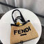 Fendi New Tote Gift bag กระเป๋าสานถือหรือสะพายข้าง ด้านหน้าปักโลโกแบรนด์ อะไหล่ทองหรูหรา น้ำหนักเบา ด้านในโล่ง จุของได้เยอะ สายสั้นสายยาวถอดสายไม่ได้ พับเก็บด้านในกระเป๋าได้ เหมาะกับวันสบายๆ ใบเดียวเที่ยวได้หมดไม่มีเอ้า จะถือหรือสะพายข้างก็เริ่ด ใบนี้เรีย