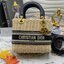 Medium Lady Dior Bag Natural Wicker and Dior Oblique Jacquard [Blue/Latte] เสน่ห์ที่สง่างาม พร้อมส่งที่ไทย ภาพสินค้าถ่ายจากงานขายจริง ใช้งานต่างประเทศได้ค่ะ