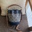 ของแท้ 💯% 】Tory Burch Monogram Jacquard Mini Bucket Bag กระเป๋าถือหรือสะพายไหล่ วัสดุผ้า Canvas โลโก้ Jacquard ทรงถัง ตั้งอยู่ทรง กระเป๋าปักลายแบรนด์ สวยหรู