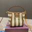 Tory Burch Logo-Plaque Striped Tote Bag - Green / Tory Burch Bucket Bag คอลเลคชั่นใหม่ รูปแบบคลาสสิคโทนเขียว ด้วยวัสดุธรรมชาติสังเคราะห์ พกพาความสวยไปได้ทุกที่ด้วยกระเป๋าทรง Bucket ทันสมัยสุดๆคะ