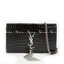 VIP 】หนังแท้ YSL Saint Laurent Kate Tassel Bag in Black Crocodile-Embossed Leather with Chain
