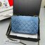 8" CHANEL Flap Bag Denim / Chanel Classic Handbag Blue Washed Denim & Gold-Tone Metal กระเป๋าทรงคลาสสิคเดนิม