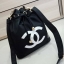 New Arrival !! กระเป๋าทรง nylon bucket style จับจีบน่ารัก ของแท้จากงาน vip gift เคาเตอร์แบรนด์ chanel ตัวกระเป๋าทรงจากไนล่อน กันน้ำทั้งใบ อะไหล่ทองปั้มแบรนด์ ด้านหน้าปักเลื่อม CC สุดหรู ด้านในจุของได้เยอะ บุผ้าปั้มแบรนด์พร้อมช่องซิปอีกหนึ่งช่อง ใส่ ipad m