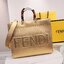 FENDI Sunshine Medium Leather Tote Metallic Gold / FENDI Shopping bag กระเป๋าสะพายทรง shopping สีทองสวยหรู ใบใหญ่ จุใจ!! ดีไซน์คลาสสิควินเทจ สวยหรู ภายในโล่งกว้างมากๆ ใส่ของจุสุดๆ