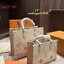 พร้อมส่ง 2 ไซส์ 2 สี โทนพาสเทล 💖💖 LV OnTheGo Leather Handbag / LV Tote Crossbody Bag กระเป๋าทรงโท้ทเวอร์ชั่นดั้งเดิม งานหนังเต็มใบ โทนสีพาสเทลละมุน ปั้มโลโก้ไล่สีเป็นเอกลักษณ์