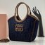 MIU MIU IVY DENIM TOTE BAG กระเป๋าถือ/สะพายทรงโท้ท คิ้วท์สุด จุของได้เยอะ เกรดออริ 1:1 ใช้งานต่างประเทศได้