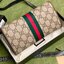 พรีเมี่ยมกิ๊ฟแท้ 100% 】GUCCI PRINT GG Unisex Wallet Crossbody With Chain กระเป๋าสตางค์ใบยาวคล้องไหล่หนังแท้ [Box set]