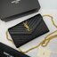 VIP GIFT 】หนังแท้ YSL WOC 9" Saint Laurent Chain Wallet Envelope Woc Monogram Black Leather Cross Body Bag กระเป๋าเงิน wallet on chain ที่มาพร้อมสายสะพายแบบโซ่ ขนาด 9” หนังวัวติดโลโก้ YSL มีทั้งอะไหล่เงิน ทอง และดำ ด้านในมีช่องซิป และช่องใส่การ์ด เรี