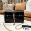 VIP YVES SAINT LAURENT YSL BAG / YSL Small Kate Bag กระเป๋าสะพายดีไซน์ทรงสี่เหลี่ยมหนังเรียบสวยอยู่ทรงเปิดปิดด้วยฝาปิดกระดุมด้านหน้าประดับโลโก้แบรนด์อะไหล่ทองพร้อมโซ่ห้อยฟรุ้งฟริ้ง ภายในโล่งสามารถใส่มือถือ กระเป๋าสตางค์ ของจุกจิกได้เยอะมีสายสะพายโซ่ต่อหนั