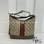 9" GUCCI OPHIDIA GG SMALL SHOULDER BAG Beige and ebony GG Supreme canvas Brown leather trim กระเป๋าสะพายไหล่ อะไหล่ทองหรูหรา