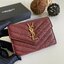 หนังแท้ 12cm YSL SAINT LAURENT GARD HOLDER Small Envelope Monogram Wallet