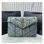 YSL PUFFER MEDIUM in suede and denim / YSL Loulou Denim Shoulder bag กระเป๋าสะพายเดนิมเย็บลายเชฟรอนควิลท์