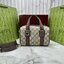 ORI หนังแท้ | GUCCI Mini GG handbag Soft Supreme 20cm / GUCCI Keepall Bag กระเป๋าสะพายทรงหมอนใบเล็ก สไตล์นี้ตีความรูปทรงกระเป๋าบอสตันโฉมใหม่ด้วยรายละเอียดผ้าแคนวาสแถบ Web