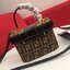 หนังแท้ Fendi Brown Zucca Vanity Bag