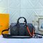LV Keepall Bandouliere 25 Monogram Eclipse Canvas กระเป๋าสะพายใบเล็กสีดำคลาสสิก เกรดออริ 1:1 ใช้งานต่างประเทศได้