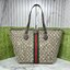 ORI หนังแท้ | Gucci Ophidia medium tote bag GG Monogram Double G / Gucci Tote Bag กระเป๋าสะพายทรงโท้ทใบใหญ่ ภายในโล่งกว้างจุของได้เยอะ