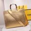 FENDI Sunshine Medium Leather Tote Metallic Gold / FENDI Shopping bag กระเป๋าสะพายทรง shopping สีทองสวยหรู ใบใหญ่ จุใจ!! ดีไซน์คลาสสิควินเทจ สวยหรู ภายในโล่งกว้างมากๆ ใส่ของจุสุดๆ