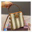 Tory Burch Logo-Plaque Striped Tote Bag - Green / Tory Burch Bucket Bag คอลเลคชั่นใหม่ รูปแบบคลาสสิคโทนเขียว ด้วยวัสดุธรรมชาติสังเคราะห์ พกพาความสวยไปได้ทุกที่ด้วยกระเป๋าทรง Bucket ทันสมัยสุดๆคะ