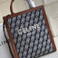 พรีเมี่ยมกิ๊ฟแท้ 100% 】พร้อมส่งที่ไทย!! ที่นี่ที่เดียว CELINE VERTICAL CABAS IN TEXTILE AND CALFSKIN TOTE BAG งานหนังแท้ ผ้าแคนวาสคุณภาพดี