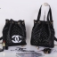 Chanel Drawstring Backpack VIP Gift With Purchase (GWP) New in!! กระเป๋าสะพายไหล่หรือเป้สะพายหลังรุ่น Limited Edition VIP gift ของแท้จาก Chanel Perfume Counter ขนาดกำลังดี น้ำหนักเบา วัสดุหนังลายตาราง อะไหล่ทองสวยหรู ด้านหน้ามีโลโก้ เปิดปิดแบบรูด Drawstri