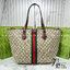 ORI หนังแท้ | Gucci Ophidia medium tote bag GG Monogram Double G / Gucci Tote Bag กระเป๋าสะพายทรงโท้ทใบใหญ่ ภายในโล่งกว้างจุของได้เยอะ