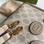 หนังแท้ GUCCI Mini tote bag with Interlocking G พร้อมส่งที่ไทย Beige and white GG Supreme canvas เกรดออริจินอล ภาพสินค้าถ่ายจากงานขายจริง ใช้งานต่างประเทศได้ The mini tote bag is complete with an oatmeal leather trim and an Interlocking G tag.