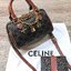 CELINE MINI BOSTON IN TRIOMPHE CANVAS / CELINE MINI CROSSBODY BAG VIP วัสดุแคนวาสหนังสวยอยู่ทรง ดีไซน์ยอดนิยมทรง Speedy ประดับสร้อย สายโซ่สีทองหรูเปิดปิดด้วยซิปคู่แบรนด์