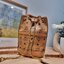 M.C.M Aren Chain Backpack in Visetos / M.C.M Mini Visetos backpack with chain shoulder straps and Spanish calf leather trim กระเป๋าสะพายกึ่งเป้ ไซส์น่ารักน่าใช้มากๆ ดีไซน์ลายเส้นตัดกลางกระเป๋า ไม่ซ้ำใคร