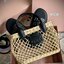Miu Miu Woven fabric handbag with leather trim กระเป๋าสานดีไซส์ย้อนยุค