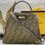 Fendi peekaboo 25cm เกรดออริจินอล กระเป๋าเฟนดิ คลาสสิกตามแบบฉบับแบรนด์ วัสดุคุณภาพอย่างดี เพิ่มความหรูหราและโดดเด่นด้วยการตกแต่งลวดลายโลโก้เด่นชัดทั้งใบ และด้วยขนาดที่กะทัดรัดและดีไซน์ที่เรียบหรูนี้ จึงสามารถนำไปแมทช์กับการแต่งตัวได้ง่าย ไม่ว่าจะเป็นสไตล์
