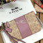 ของแท้ COACH SMALL WRISTLET IN COLORBLOCK SIGNATURE ((32445)) ✔️กระเป๋าคล้องมือ วัสดหนัง pvc อย่างดี ลายซิกเนเจอร์