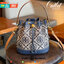 ของแท้ 💯% 】Tory Burch Monogram Jacquard Bucket Bag กระเป๋าถือหรือสะพายไหล่ วัสดุผ้า Canvas โลโก้ Jacquard ทรงถัง ตั้งอยู่ทรง