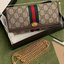 พรีเมี่ยมกิ๊ฟแท้ 100% 】GUCCI PRINT GG Unisex Wallet Crossbody With Chain กระเป๋าสตางค์ใบยาวคล้องไหล่หนังแท้ [Box set]