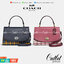 COACH TILLY TOP HANDLE SATCHEL WITH GINGHAM PRINT (COACH F76615) BROWN PINK MULTI/GOLD