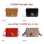 Celine MEDIUM TRIOMPHE BAG IN SHINY มีรูปทรงเป็นกล่องคล้ายกับกระเป๋า Classic Box แต่มีการออกแบบโลโก้ที่สะดุดตาแบบวินเทจ ด้วยดีไซน์ที่ดูโฉบเฉี่ยว แต่คงความคลาสสิคอย่างเต็มเปี่ยม ทำให้เป็นที่ดึงดูดความสนใจของสาวๆ สายสะพายสามารถปรับระดับได้ มีความคล่องตัวในก