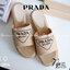 PRADA Shoes รองเท้างานสวม วัสดุผ้าลายกระสอบ ทรงเตารีด ส้นเสมอ น้ำหนักเบา ใส่สบาย ไม่เขย่ง เข้าทรงรูปเท้า