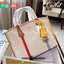 ของแท้ 💯% TORY BURCH SMALL CANVAS TOTE BAG กระเป๋าทรง SHOPPING ใบขนาดกลาง ผ้าแคนวาสคาดหนังแท้ อะไหล่ทอง ประดับโลโก้แบรนด์ด้านหน้า ด้านในเปิดปิดด้วยกระดุมแม่เหล็ก แบ่งเป็นสองช่องใหญ่