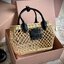 Miu Miu Woven fabric handbag with leather trim กระเป๋าสานดีไซส์ย้อนยุค