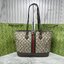 ORI หนังแท้ | Gucci Ophidia medium tote bag GG Monogram Double G / Gucci Tote Bag กระเป๋าสะพายทรงโท้ทใบใหญ่ ภายในโล่งกว้างจุของได้เยอะ