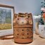 M.C.M Aren Chain Backpack in Visetos / M.C.M Mini Visetos backpack with chain shoulder straps and Spanish calf leather trim กระเป๋าสะพายกึ่งเป้ ไซส์น่ารักน่าใช้มากๆ ดีไซน์ลายเส้นตัดกลางกระเป๋า ไม่ซ้ำใคร