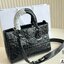 DIOR Lady D-Sire My ABCDior Bag Macrocannage Crinkled Leather กระเป๋าสะพายซีซันใหม่ ดีไซส์หนังย่น โทนดำทั้งใบสวยหรูคลาสสิก เกรดออริ 1:1 ใช้งานต่างประเทศได้