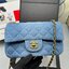 8" CHANEL Flap Bag Denim / Chanel Classic Handbag Blue Washed Denim & Gold-Tone Metal กระเป๋าทรงคลาสสิคเดนิม