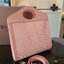 BURBERRY Mini Pocket Bag in Bright Red/dusky Pink / BURBERRY FRAGRANCES MINI TOTE BAG ตัวกระเป๋าเป็นผ้าตัดหนัง Lambskin นิ่มสวยหรูดูดี สีสันพาสเทล **น่ารักมากๆ มีช่องกระเป๋าหน้าเล็กให้1ช่อง ภายในช่องหลักโล่งกว้าง