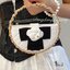 Chanel PouchGold-Tone Metal / CHANEL Quilted Round Camellia Mini Clutch Black กระเป๋าถือหรูหราน่ารัก ประดับดอกคามิเลียเป็นเอกลักษณ์ เกรดไฮเอน 1:1