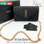 VIP GIFT 】หนังแท้ Saint Laurent envelope crossbody wallet on chain ใหม่ล่าสุด กระเป๋าสะพาย มีอะไหล่ทองสุดหรู และอะไหล่สีดำสีดำสุดคลาสสิก เหมาะกับสาวๆออฟฟิศที่ชอบพกพาสะดวก วัสดุหนังลายคาร์เวียสวยหรู ห้ามพลาดจ้ะ!!