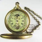 **พร้อมส่ง**นาฬิกาพก ไขลาน หน้าปัดกลไก ดีไซด์ "Antique Double Cover Tourbillon MoonPhase"(ฟรีEMS+กล่องไม้)