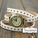 นาฬิกาหนัง พันข้อมือ 3 รอบ-สีขาว (ฟรีค่าจัดส่ง EMS)
